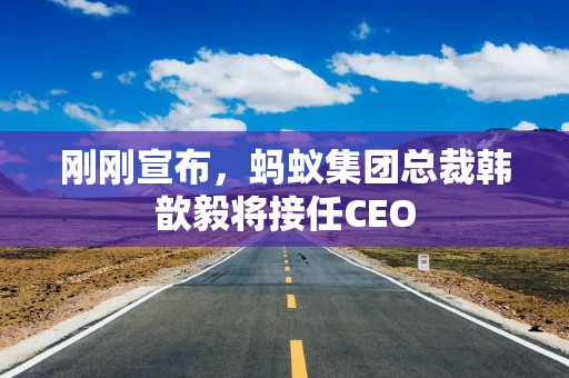 刚刚宣布，蚂蚁集团总裁韩歆毅将接任CEO
