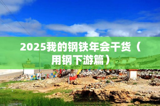 2025我的钢铁年会干货（用钢下游篇）