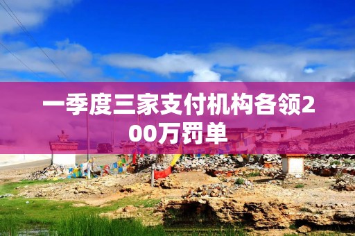 一季度三家支付机构各领200万罚单