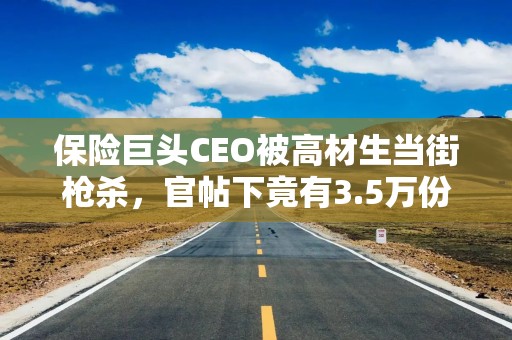 保险巨头CEO被高材生当街枪杀，官帖下竟有3.5万份“哈哈”表情！美国民众为何欢呼？其拒赔率达32%，是同行2倍