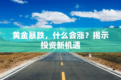 黄金暴跌，什么会涨？揭示投资新机遇