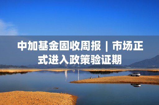 中加基金固收周报︱市场正式进入政策验证期