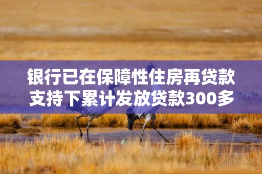 银行已在保障性住房再贷款支持下累计发放贷款300多亿元