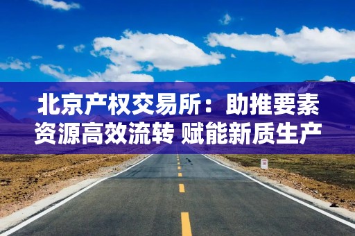 北京产权交易所：助推要素资源高效流转 赋能新质生产力发展