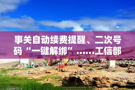 事关自动续费提醒、二次号码“一键解绑”……工信部明确：今年将重点解决