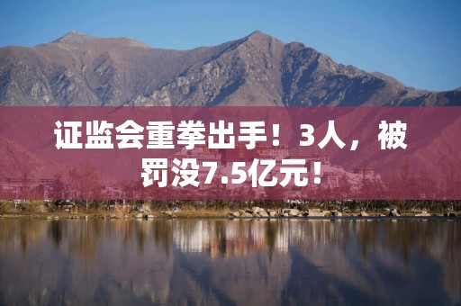 证监会重拳出手！3人，被罚没7.5亿元！