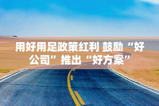 用好用足政策红利 鼓励“好公司”推出“好方案”