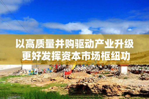 以高质量并购驱动产业升级 更好发挥资本市场枢纽功能