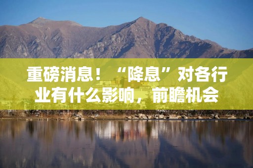 重磅消息！“降息”对各行业有什么影响，前瞻机会