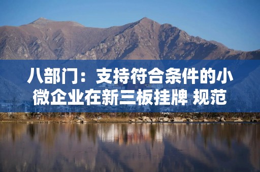 八部门：支持符合条件的小微企业在新三板挂牌 规范成长后到北交所上市