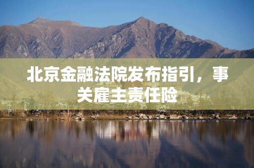 北京金融法院发布指引，事关雇主责任险