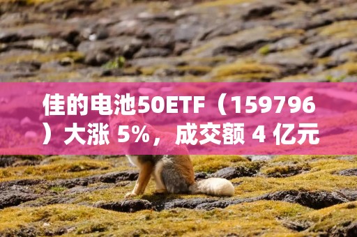 佳的电池50ETF（159796）大涨 5%，成交额 4 亿元，场内成交价创三两年半新高！
