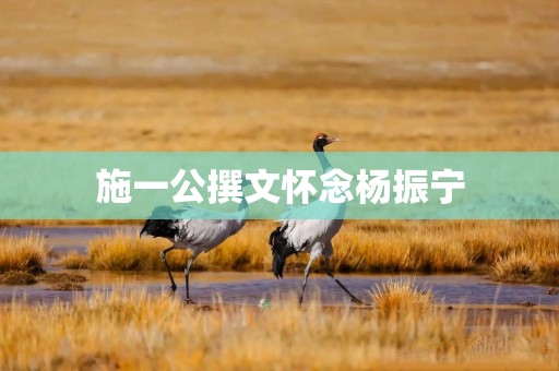 施一公撰文怀念杨振宁