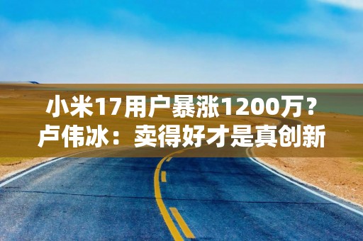 小米17用户暴涨1200万？卢伟冰：卖得好才是真创新！
