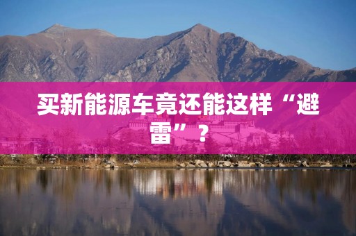 买新能源车竟还能这样“避雷”？
