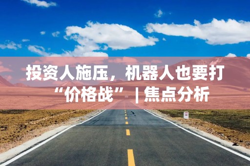 投资人施压，机器人也要打“价格战” | 焦点分析