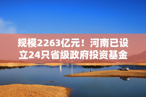 规模2263亿元！河南已设立24只省级政府投资基金