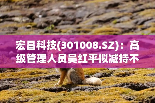 宏昌科技(301008.SZ)：高级管理人员吴红平拟减持不超过2.25万股