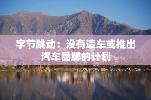 字节跳动：没有造车或推出汽车品牌的计划