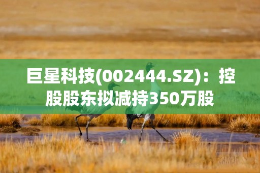 巨星科技(002444.SZ)：控股股东拟减持350万股