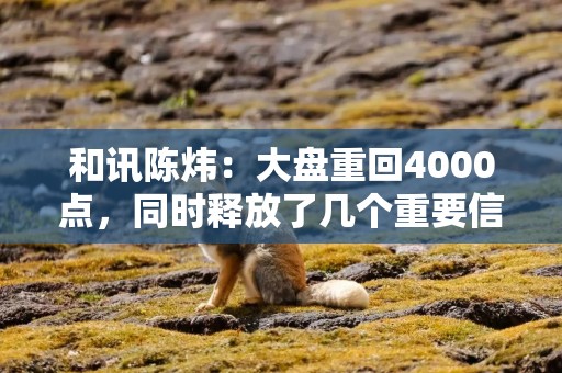 和讯陈炜：大盘重回4000点，同时释放了几个重要信号