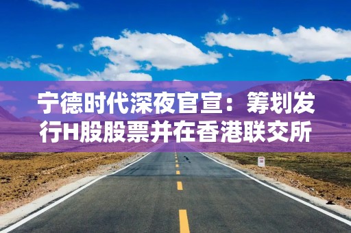 宁德时代深夜官宣：筹划发行H股股票并在香港联交所上市