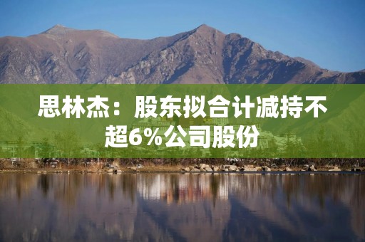 思林杰：股东拟合计减持不超6%公司股份