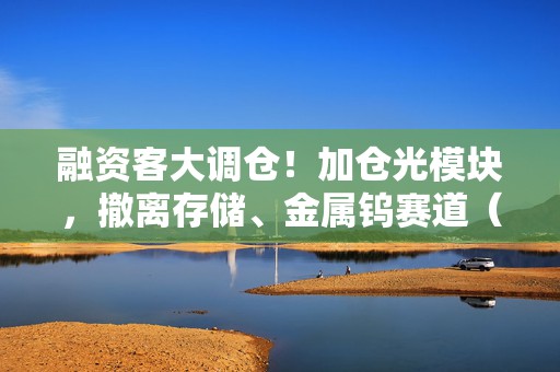融资客大调仓！加仓光模块，撤离存储、金属钨赛道（附名单）