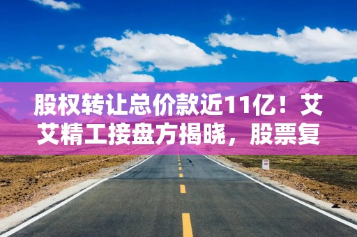 股权转让总价款近11亿！艾艾精工接盘方揭晓，股票复牌！