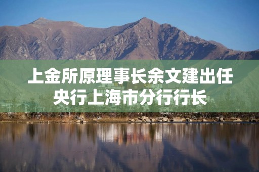 上金所原理事长余文建出任央行上海市分行行长