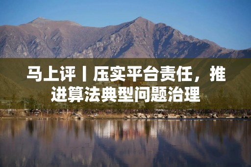 马上评丨压实平台责任，推进算法典型问题治理