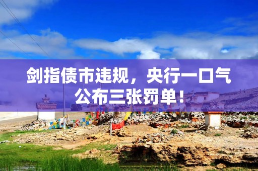剑指债市违规，央行一口气公布三张罚单！