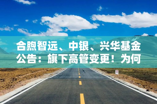 合煦智远、中银、兴华基金公告：旗下高管变更！为何频现副总经理升任总经理？