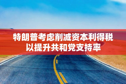 特朗普考虑削减资本利得税以提升共和党支持率