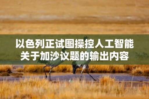 以色列正试图操控人工智能关于加沙议题的输出内容