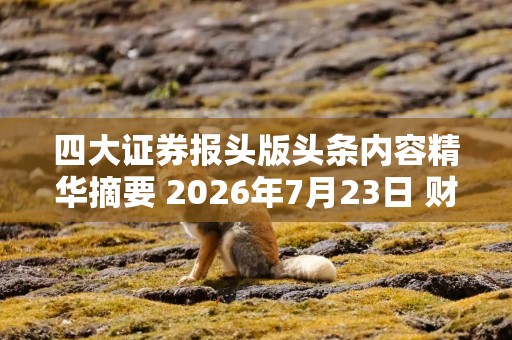 四大证券报头版头条内容精华摘要 2026年7月23日 财经新闻