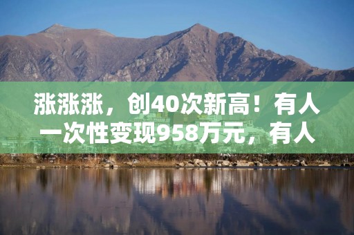涨涨涨，创40次新高！有人一次性变现958万元，有人扛不住了……
