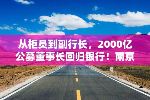 从柜员到副行长，2000亿公募董事长回归银行！南京银行高管层迎唯一女将