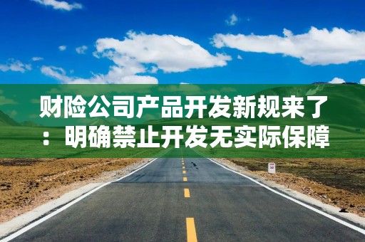 财险公司产品开发新规来了：明确禁止开发无实际保障内容等产品