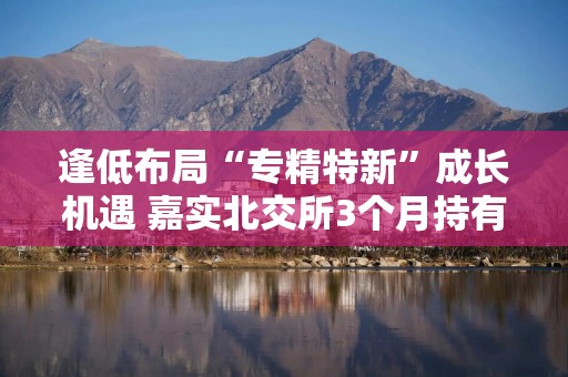 逢低布局“专精特新”成长机遇 嘉实北交所3个月持有期混合10月12日首发
