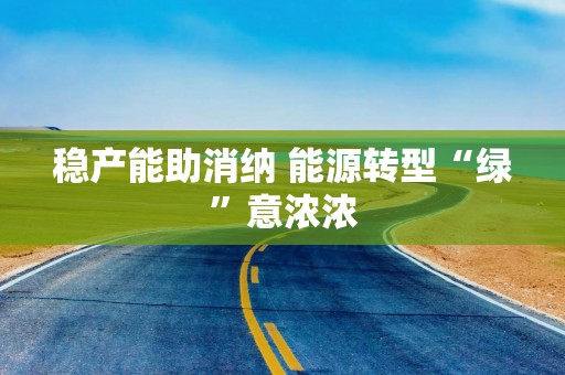 稳产能助消纳 能源转型“绿”意浓浓