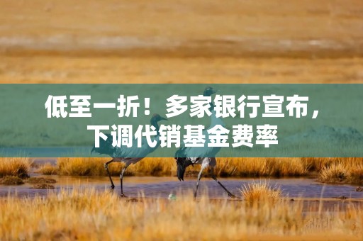 低至一折！多家银行宣布，下调代销基金费率
