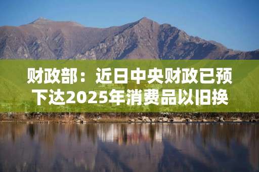 财政部：近日中央财政已预下达2025年消费品以旧换新资金810亿元