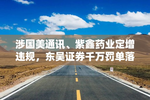 涉国美通讯、紫鑫药业定增违规，东吴证券千万罚单落地