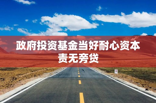政府投资基金当好耐心资本责无旁贷