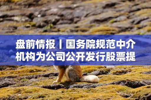 盘前情报丨国务院规范中介机构为公司公开发行股票提供服务；事关手机等数码产品和12类家电，补贴标准来了