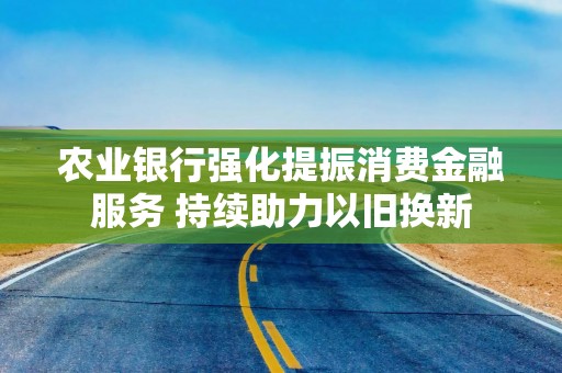 农业银行强化提振消费金融服务 持续助力以旧换新