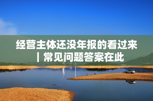 经营主体还没年报的看过来｜常见问题答案在此