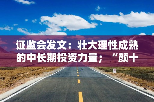 证监会发文：壮大理性成熟的中长期投资力量；“颜十六”，到案！丨早报