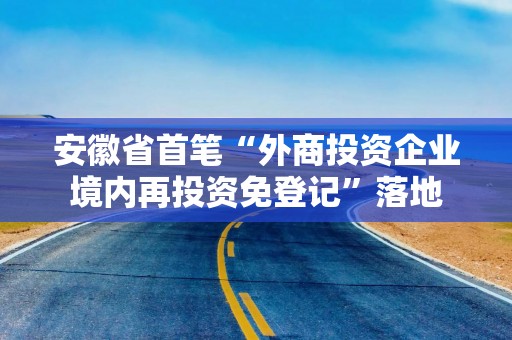 安徽省首笔“外商投资企业境内再投资免登记”落地